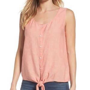 Caslon Women's Tie Front Linen Tank XXL NWT
